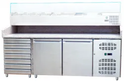 Купить стол для пиццы koreco spz2610tn (+5/+10) гранит.столеш., 2дв, 7ящ. в Челябинске – цена завода, доставка до двери | RuOborudovanie.ru