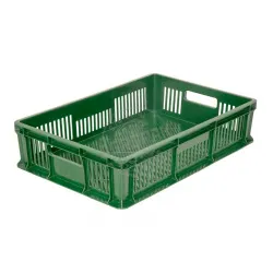 Купить ящик овощной 600х400140мм, перфорированный, объем 27л, п/э, цвет зеленый tr 705.01.01 в Челябинске – цена завода, доставка до двери | RuOborudovanie.ru