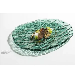 Блюдо овальное презентационное стеклянное МОРЕ зеленое 28Х25СМ, Mar-Green Xglas-2825V – купить по цене завода