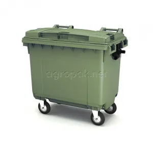 Бак для мусора 660Л, с крышкой, на колесах, п/э, цвет зеленый 25.C19.70 Green – купить по цене завода