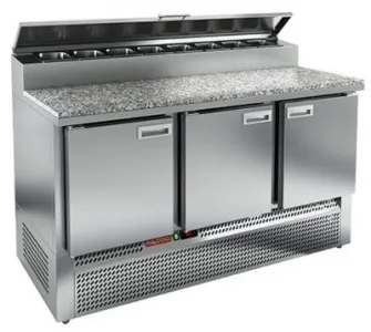 Стол холодильный для пиццы Hicold PZE2-111/GN (1/6H) Камень на 375л (+2+10), 3 двери, 1485х700х850мм – купить в Челябинске по цене завода