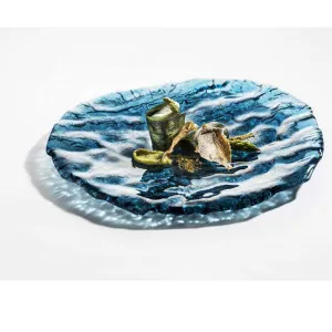 Блюдо овальное презентационное стеклянное МОРЕ голубое 28Х25СМ, Mar-Blue Xglas-2825B – купить по цене завода