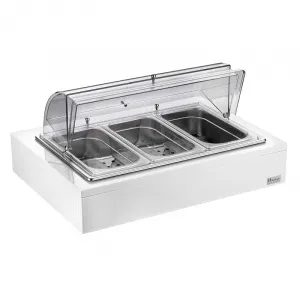 Мармит Pintinox 511B2840 белый настол. 3*Gn1/1 с крыш.Roll Top (чафиндиш) п/к на дер.подст.бел. – купить в Челябинске по цене завода