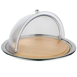 Купить поднос для сыра d45см h24см, с крышкой roll-top, s/s+дерево+п/к 09085aps – цена от завода, доставка до двери | RuOborudovanie.ru