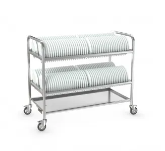 Тележка для тарелок Атеси ТТ-Л-2-1200.600-02 (ТТ-2) 2яруса на 164тарел., колеса, нагрузка до 120кг – купить в Челябинске по цене завода