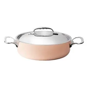 Кастрюля медная 3,0Л D24См H7,5См, с крышкой и ручками из нержавеющей стали 6441.24 – купить в Челябинске по цене завода